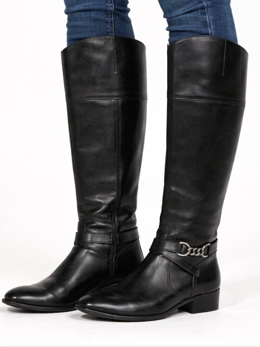 Lauren Ralph Lauren Menna Black Leather Tall Riding Boots Size 6B, Equestrian